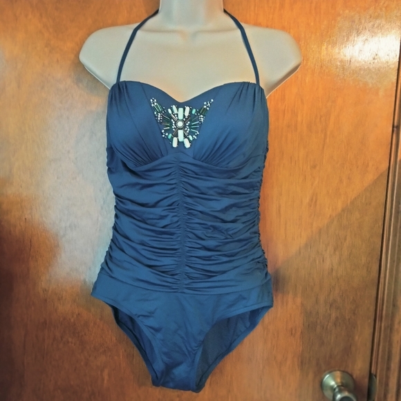 BMischka beaded ruched 10 - Picture 1 of 16